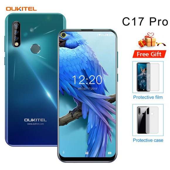 OUKITEL C17 Pro Smartphone 4G RAM 64G ROM 6.35'' Android 9.0 Octa Core 4G LTE Triple Camera Face ID Fingerprint Mobile Phone