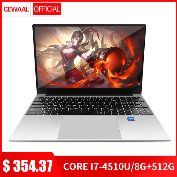 15.6 Inch Intel Core 7Gen i7 Laptop 8GB RAM 512GB SSD Windows 10 Metal Notebook 2.4G/5G Dual Band WiFi Gaming Laptop HDMI USB