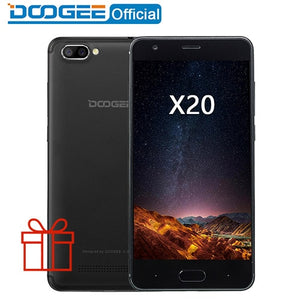 DOOGEE X20 Mobile phone MTK6580A Quad Core 1GB RAM 16GB ROM Dual Camera 5.0MP+5.0MP Android 7.0 2580mAh 5.0''HD Smartphone WCDMA